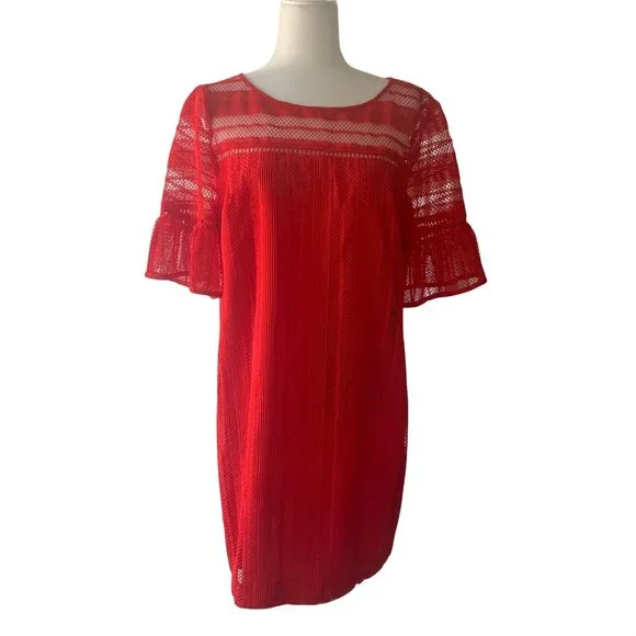 Trina Turk | Dresses | Trina Turk Claire Shift Dress Womens Crochet Bell  Sleeves | Poshmark